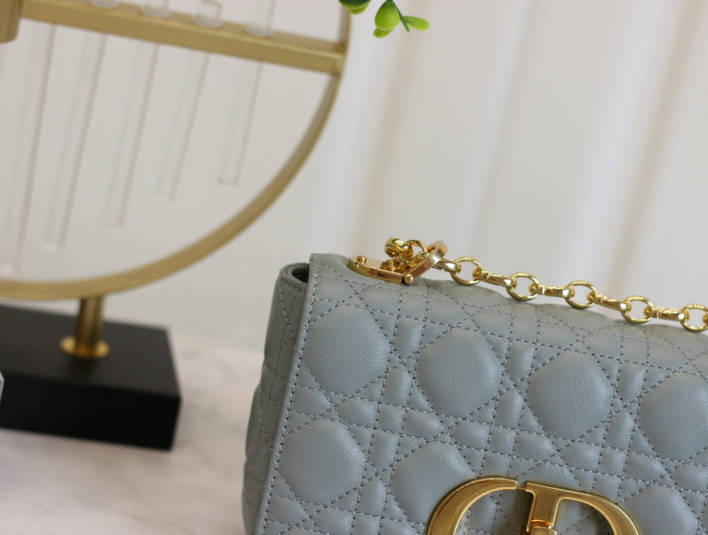DIOR CARO MINI BAG 20 IN LIGHT BLUE CALFSKIN