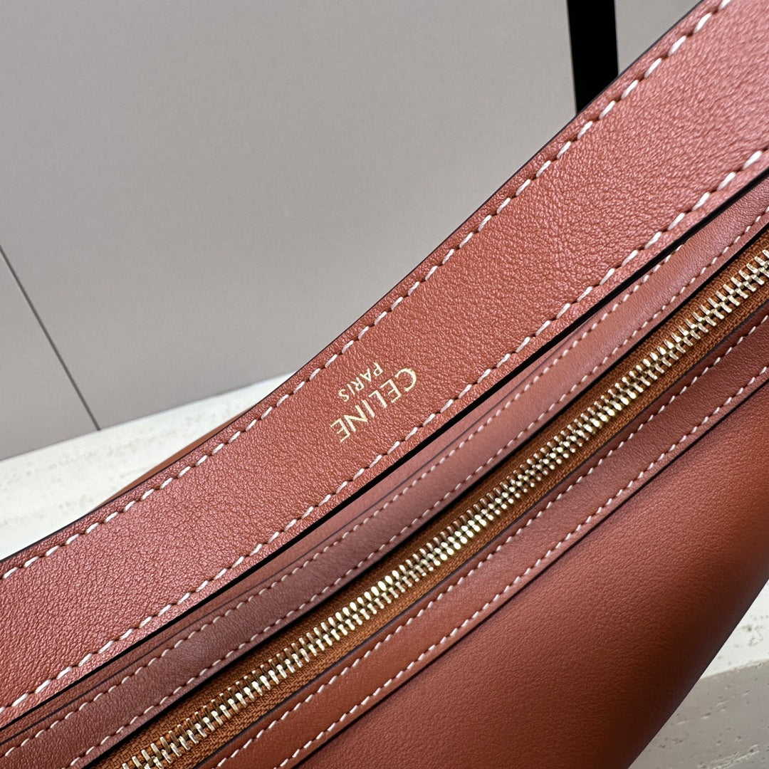 CELINE MEDIUM 30 HELO脧SE BAG CUIR TRIOMPHE IN BRONZE BROWN SUPPLE CALFSKIN