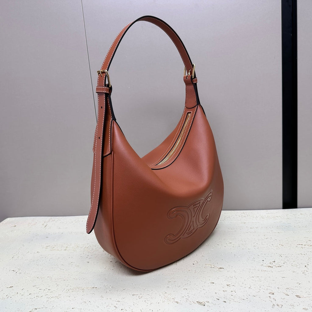 CELINE MEDIUM 30 HELO脧SE BAG CUIR TRIOMPHE IN BRONZE BROWN SUPPLE CALFSKIN