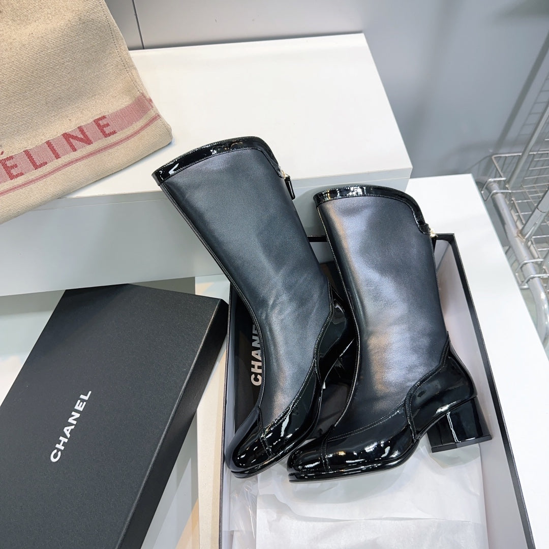 CHANEL SHORT BOOTS 25S 45 MM IN BLACK LAMBSKIN