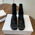 DIOR 25S STRETCH BALLET BOOTS IN BLACK FULL SATIN