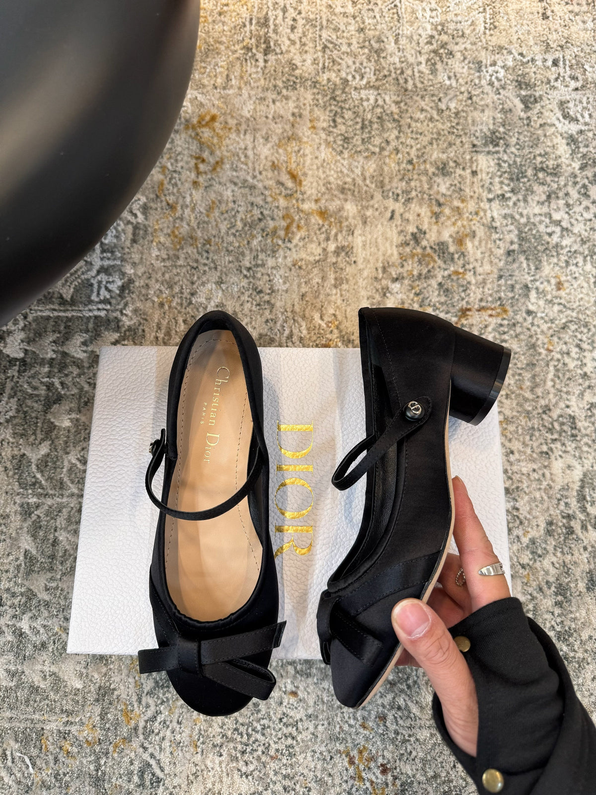 DIOR 25S LOVELY鈥慏 BALLET FLAT 45MM IN BLACK SATIN