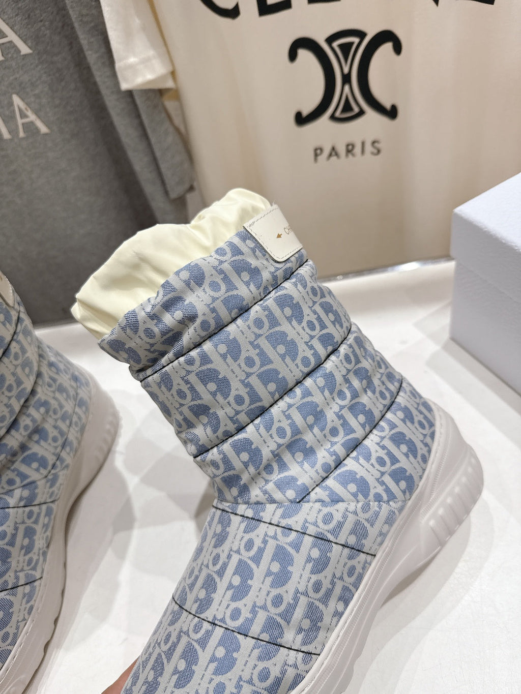 DIOR 25S ANKLE BOOTS IN BLUE FEATHER