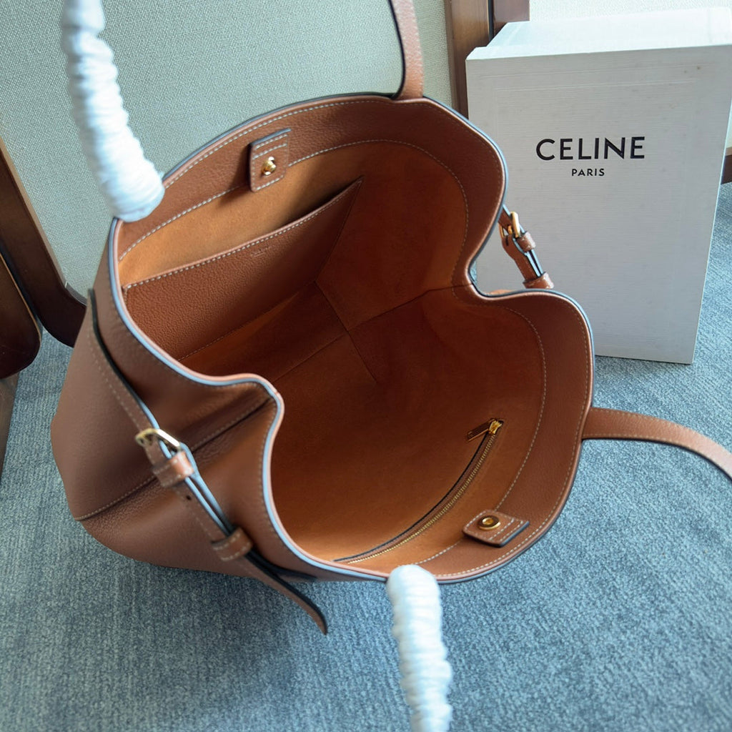 CELINE SMALL CABAS ANA脧S CUIR TRIOMPHE 28 IN BRONZE ORANGE GRAINED CALFSKIN
