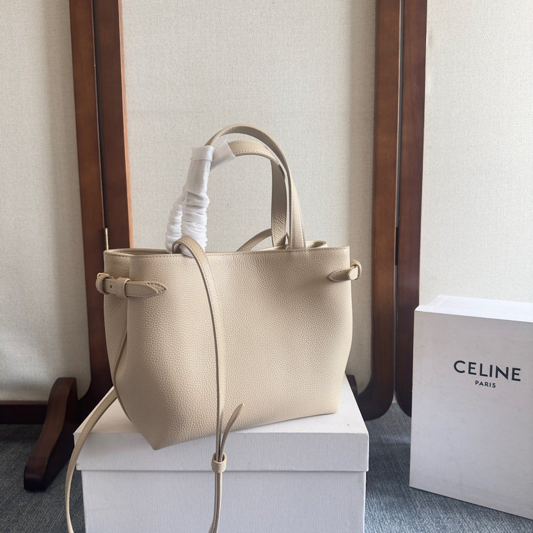 CELINE MINI CABAS ANA脧S CUIR TRIOMPHE 20 IN BEIGE GRAINED CALFSKIN