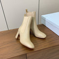DIOR 25S ANKLE BOOTS 80 MM IN BEIGE CALFSKIN