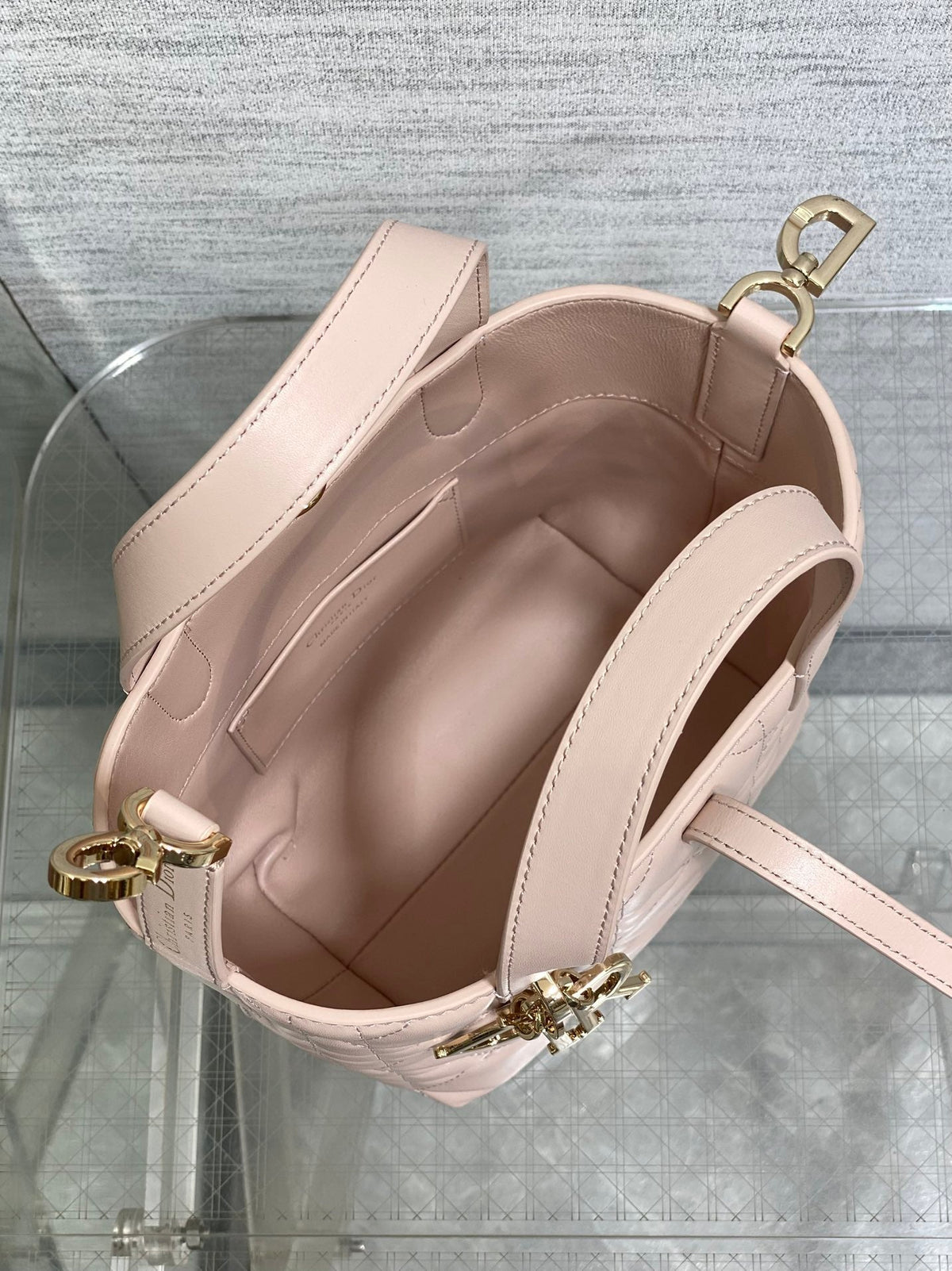 DIOR 25S ALWAYS MINI BAG 16 IN LIGHT PINK MACROCANNAGE CALFSKIN GOLD HARDWRE