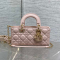 DIOR 25S SMALL LADY D鈥慗OY BAG 22 IN BABY PINK CALFSKIN GOLD HARDWRE