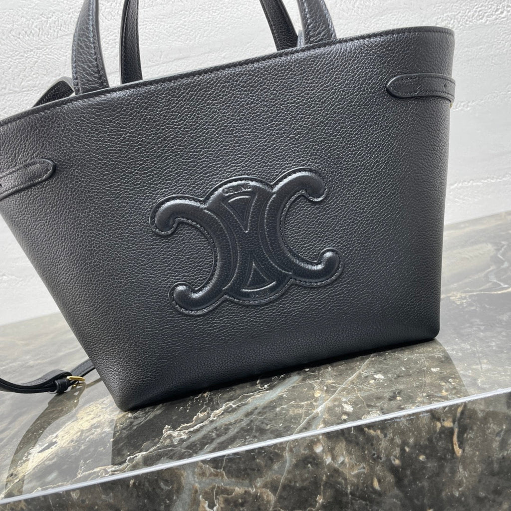 CELINE MINI CABAS ANA脧S CUIR TRIOMPHE 21 IN BLACK GRAINED CALFSKIN