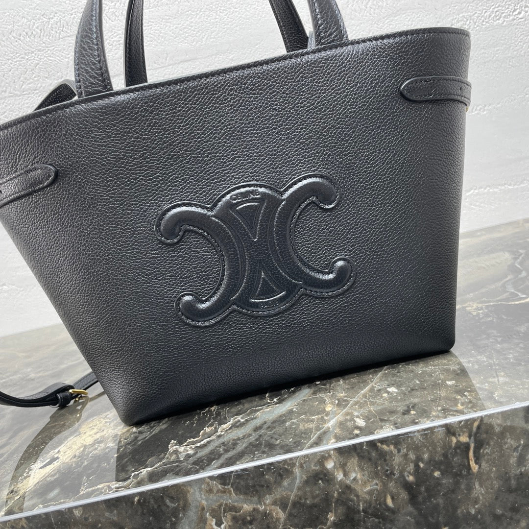 CELINE MINI CABAS ANA脧S CUIR TRIOMPHE 21 IN BLACK GRAINED CALFSKIN
