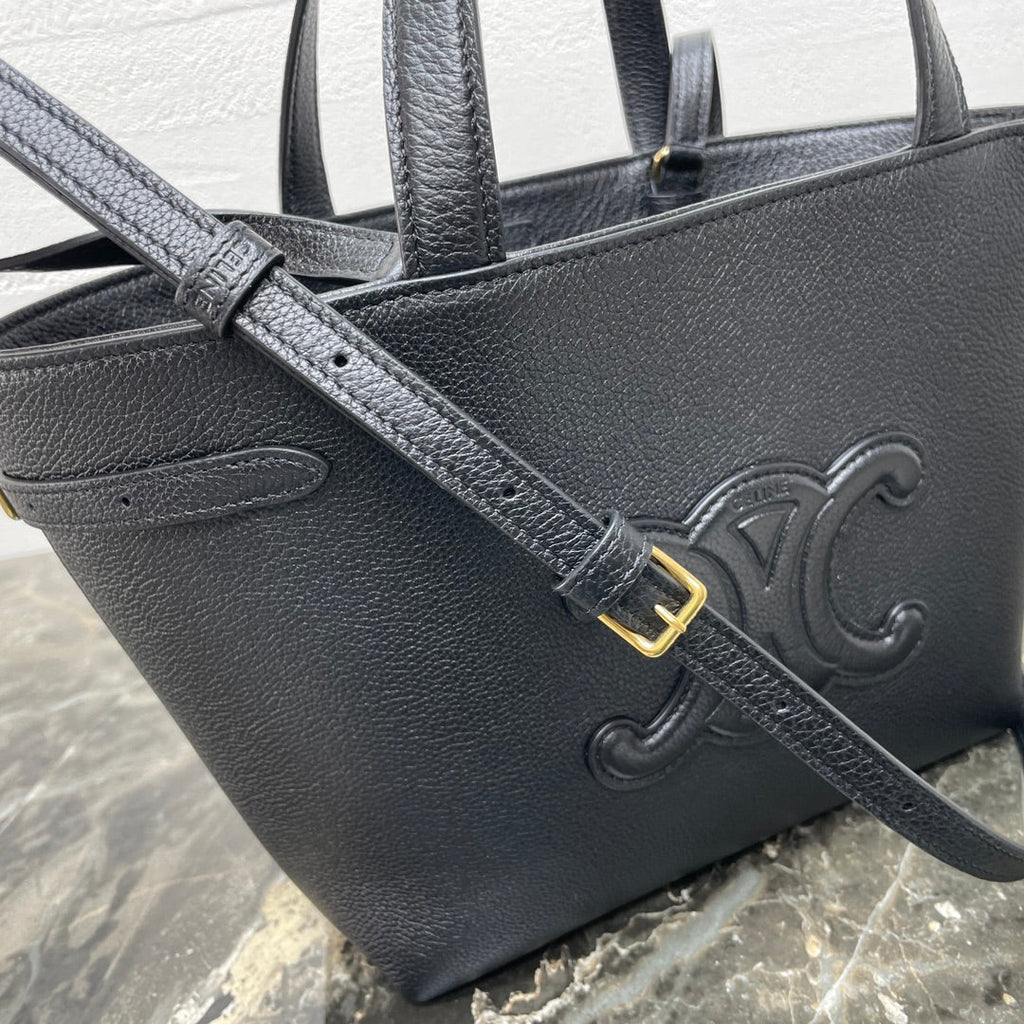 CELINE MINI CABAS ANA脧S CUIR TRIOMPHE 21 IN BLACK GRAINED CALFSKIN