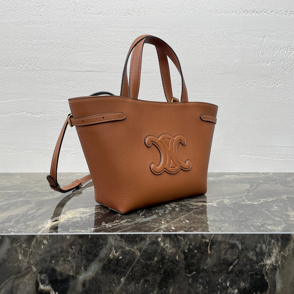 CELINE MINI CABAS ANA脧S CUIR TRIOMPHE 21 IN BRONZE ORANGE GRAINED CALFSKIN