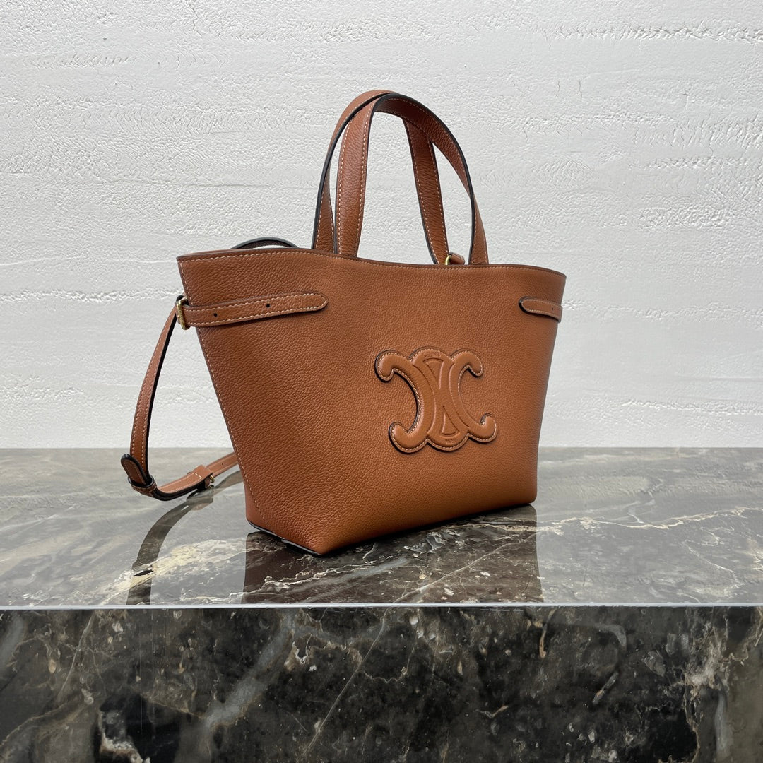 CELINE MINI CABAS ANA脧S CUIR TRIOMPHE 21 IN BRONZE ORANGE GRAINED CALFSKIN