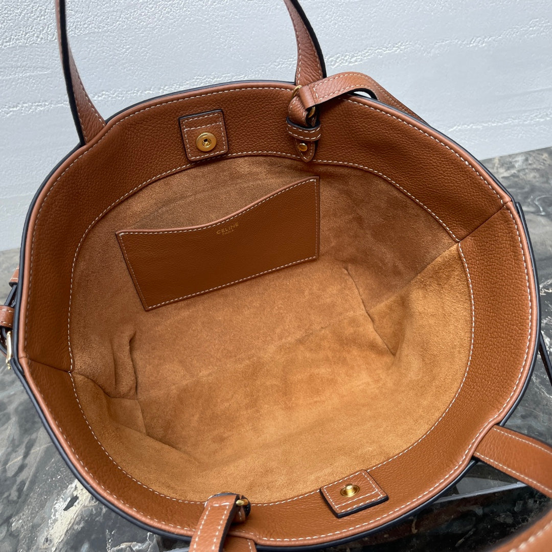 CELINE MINI CABAS ANA脧S CUIR TRIOMPHE 21 IN BRONZE ORANGE GRAINED CALFSKIN
