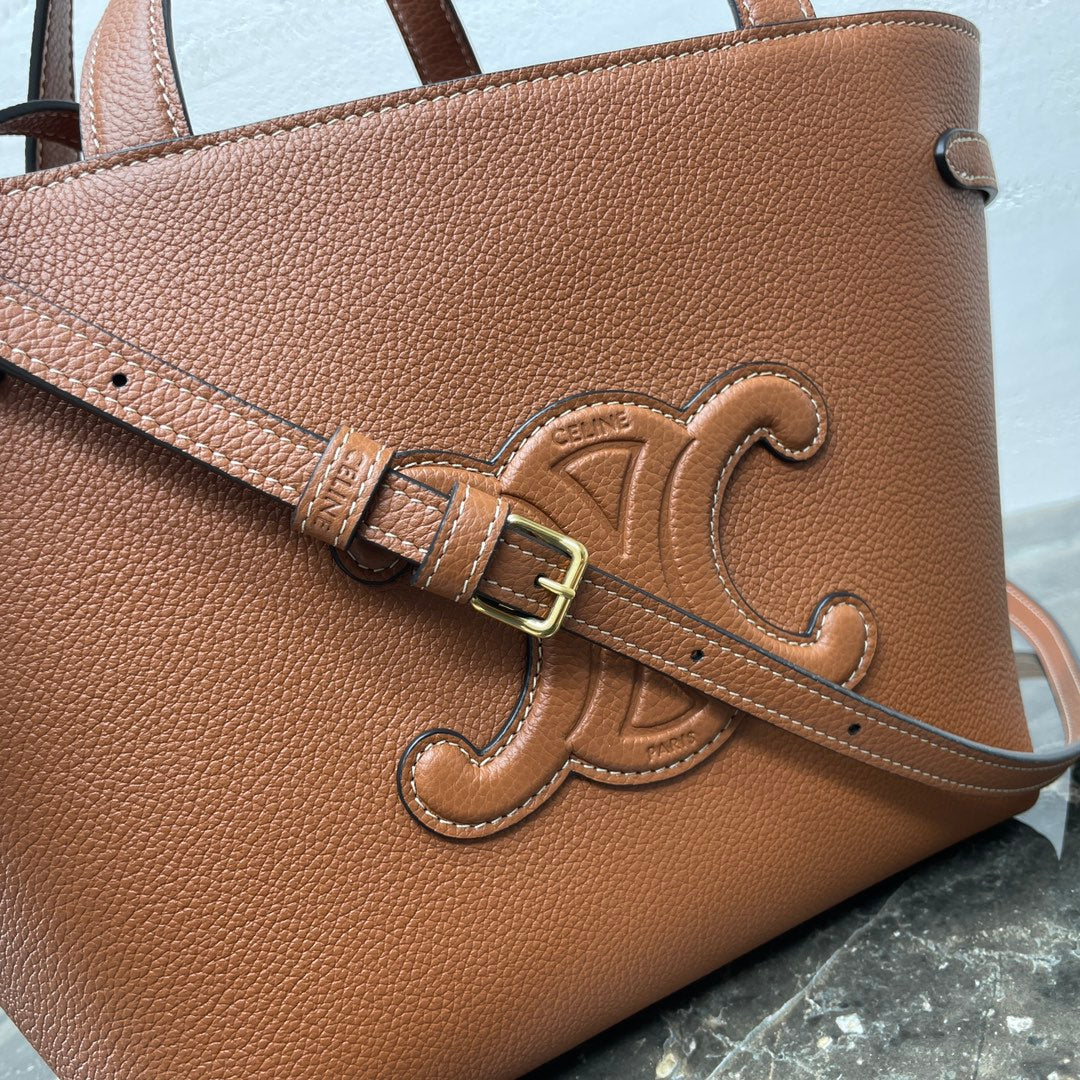 CELINE MINI CABAS ANA脧S CUIR TRIOMPHE 21 IN BRONZE ORANGE GRAINED CALFSKIN