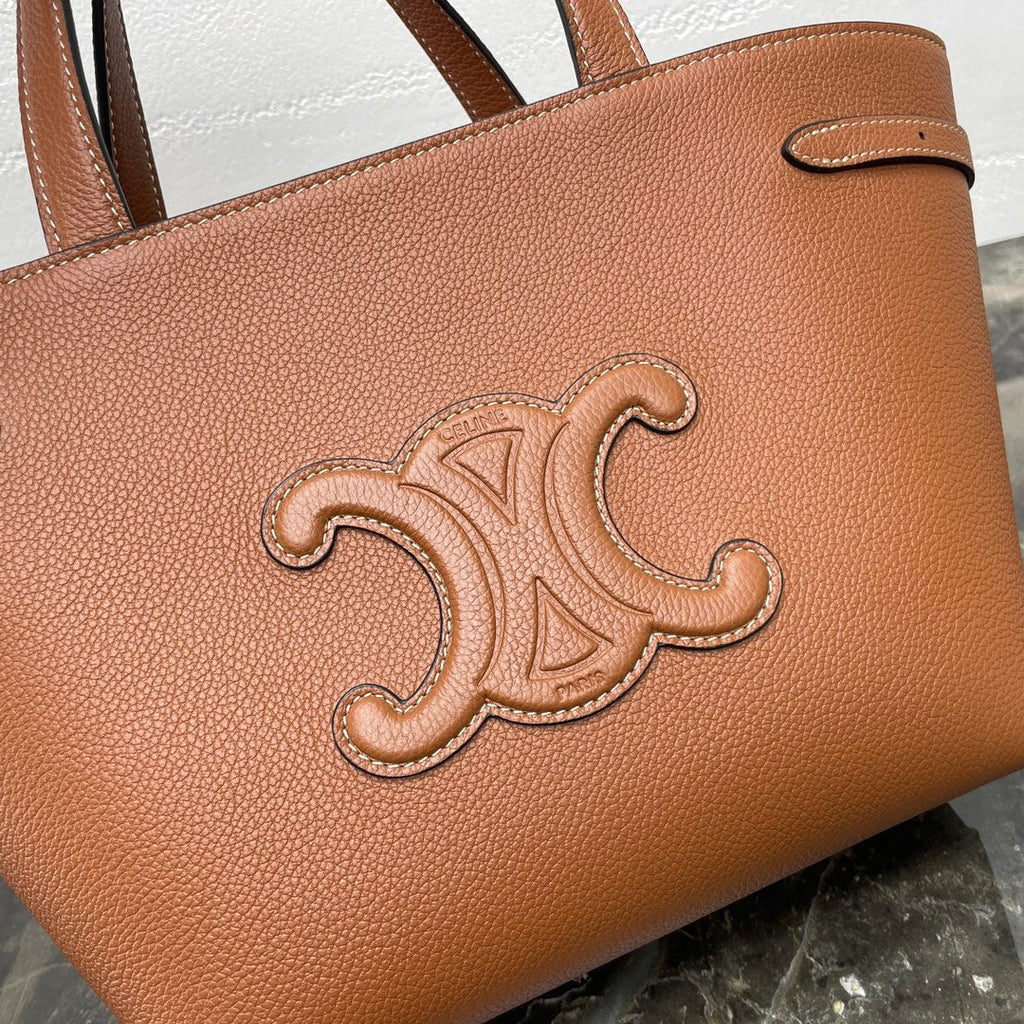 CELINE MINI CABAS ANA脧S CUIR TRIOMPHE 21 IN BRONZE ORANGE GRAINED CALFSKIN