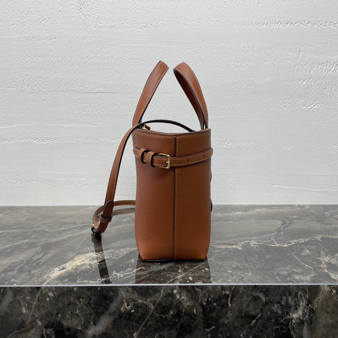 CELINE MINI CABAS ANA脧S CUIR TRIOMPHE 21 IN BRONZE ORANGE GRAINED CALFSKIN