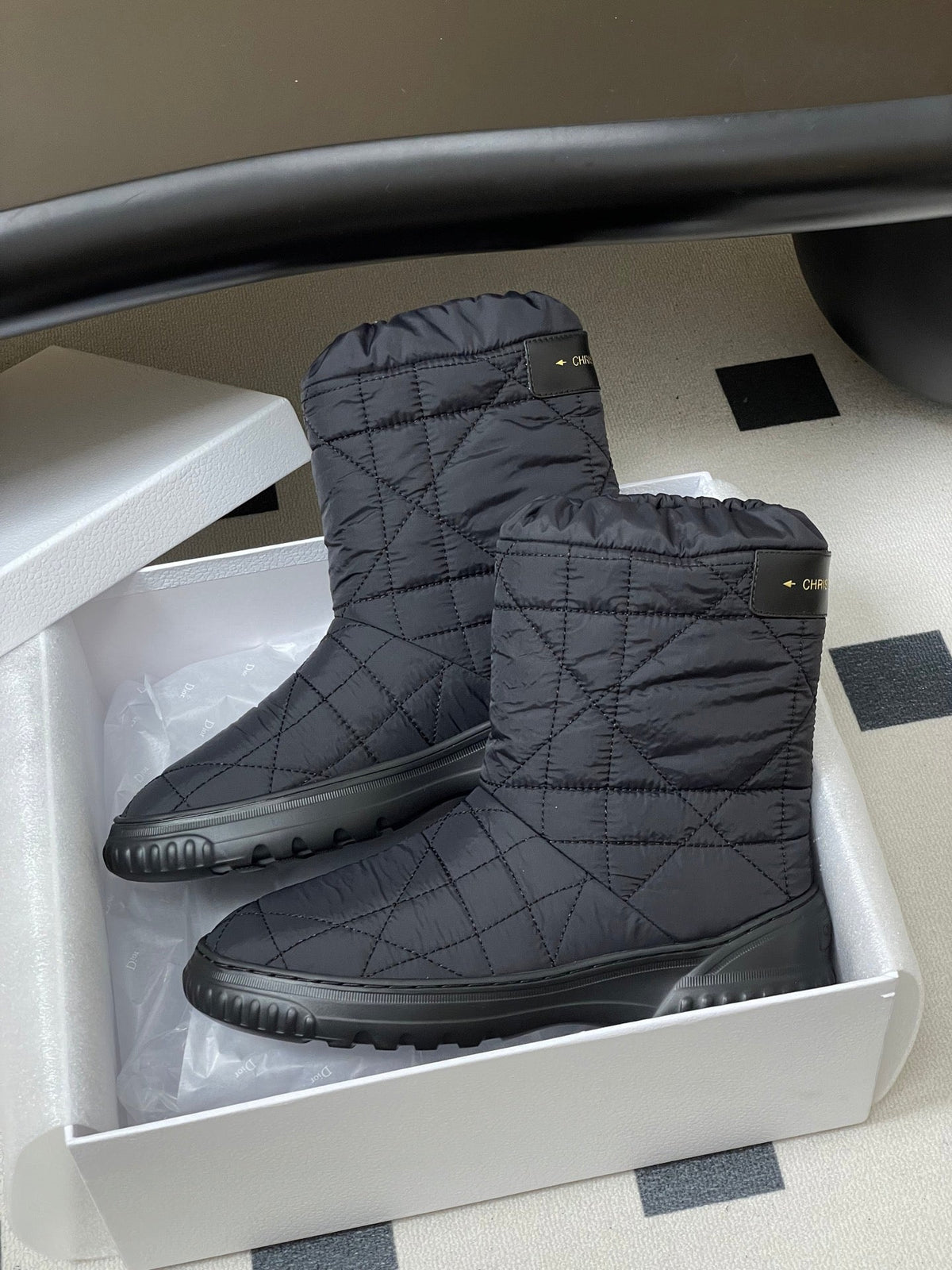 DIOR 25S FROST LOW ANKLE BOOTS IN BLACK FABRIC