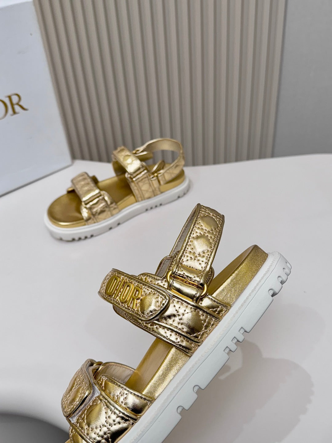 DIOR BACK-STRAP SANDALS 25S IN GOLD CALFSKIN
