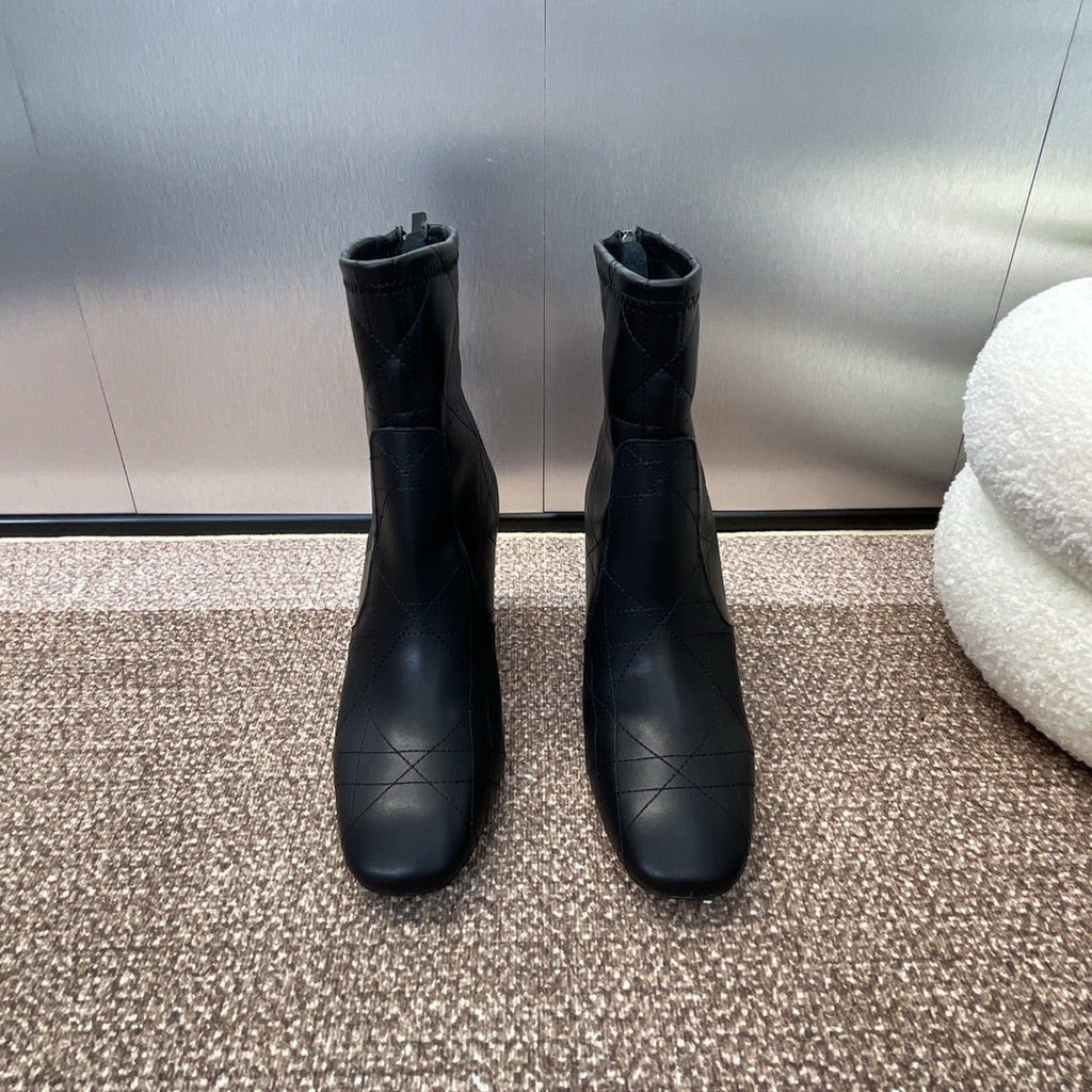 DIOR 25S D-SHADOW COUTURE SERIES ANKLE BOOTS 90MM IN BLACK CALFSKIN