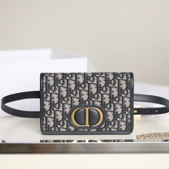 DIOR 30 MONTAIGNE 19CM BLUE OBLIQUE EMBROIDERY